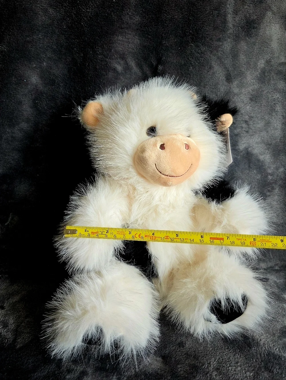 New 11-inch Black and White Fuzzy Cow Plush Way To Celebrate, Easter, farm theme